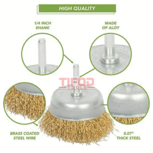 Drill Steel Wire Brush with Brass Plated Wheels