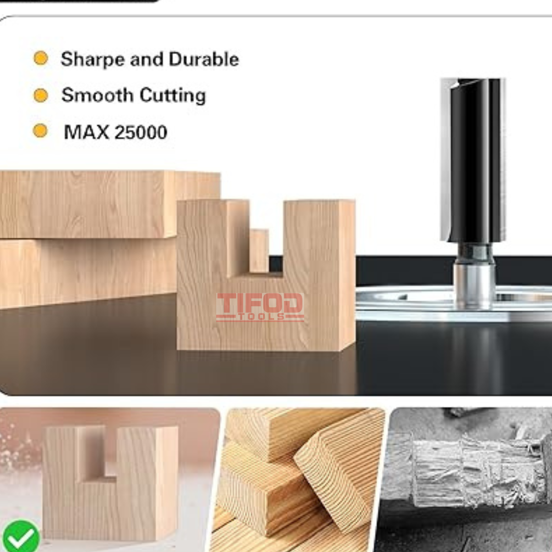 Straight Router Bit 8mm Shank, Double Flute - Tifod Tools